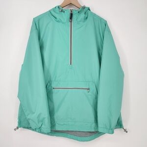 Lauren James‎ Womens Windbreaker Jacket Size XXL Turquoise Hood Pockets Lined